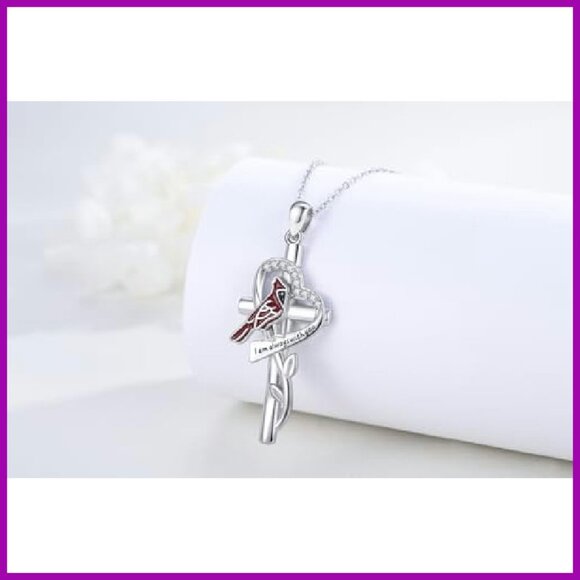 Sterling Silver Cross Pendant Necklace 18 Inch Chain Religious Gift - Picture 4 of 7